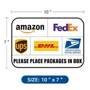 feliluke package delivery sign stickers size is in bright color, whose size is 10inches by 7 inches