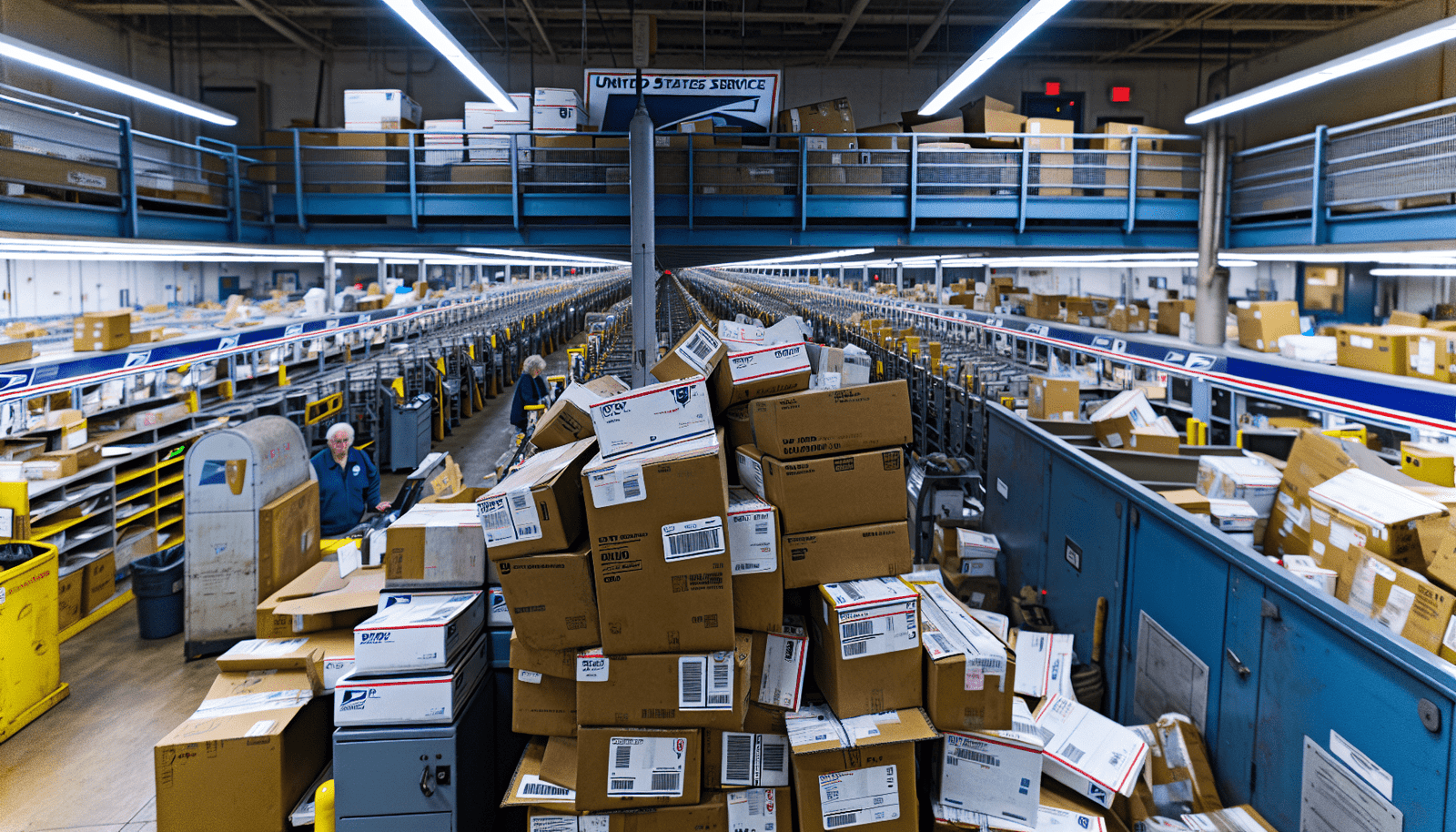 High volume of packages at USPS facility
