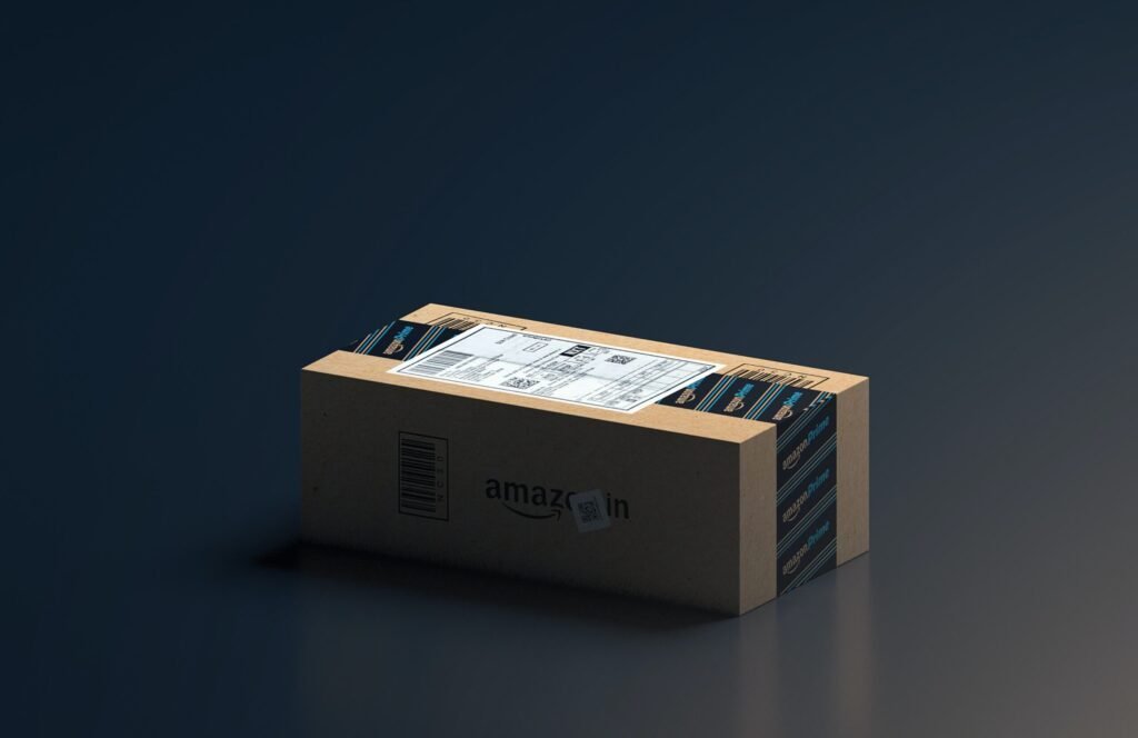 an amazon package, black background