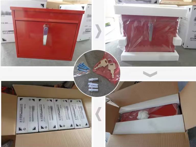 paket kotak surat modern berwarna merah